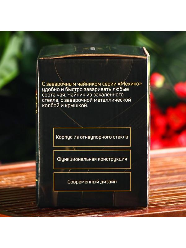 Чайник стеклянный заварочный Magistro «Мехико» 5425823, 500 мл, с металлическим ситом, пластиковая колба