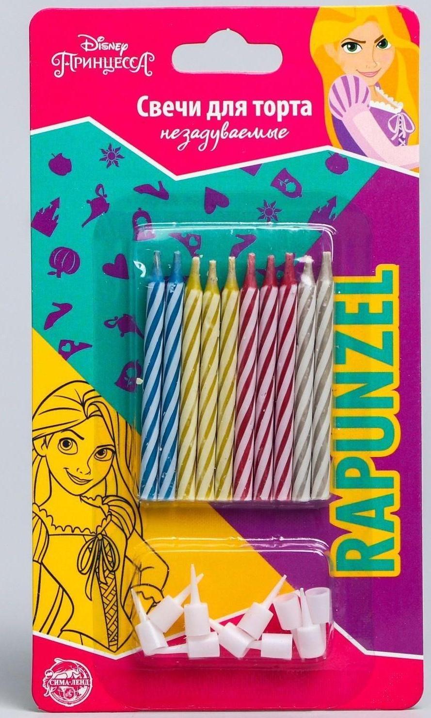 Свечи незадуваемые в торт, Принцессы, 10 шт.