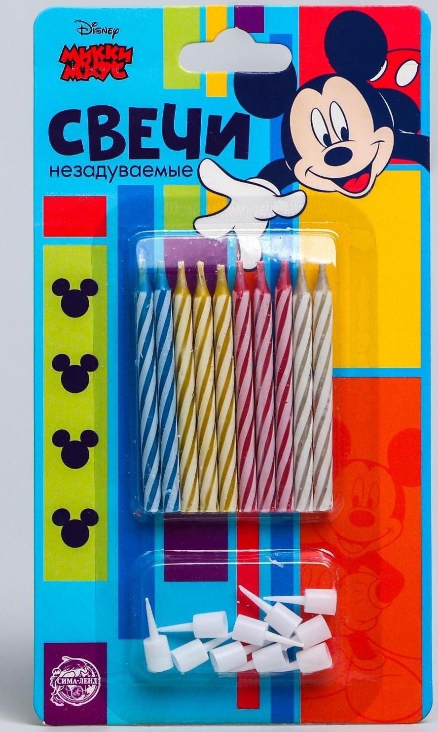 Набор свечей незадуваемые для торта, Микки Маус