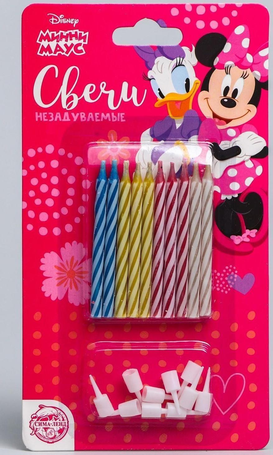 Набор свечей незадуваемые для торта, Минни Маус