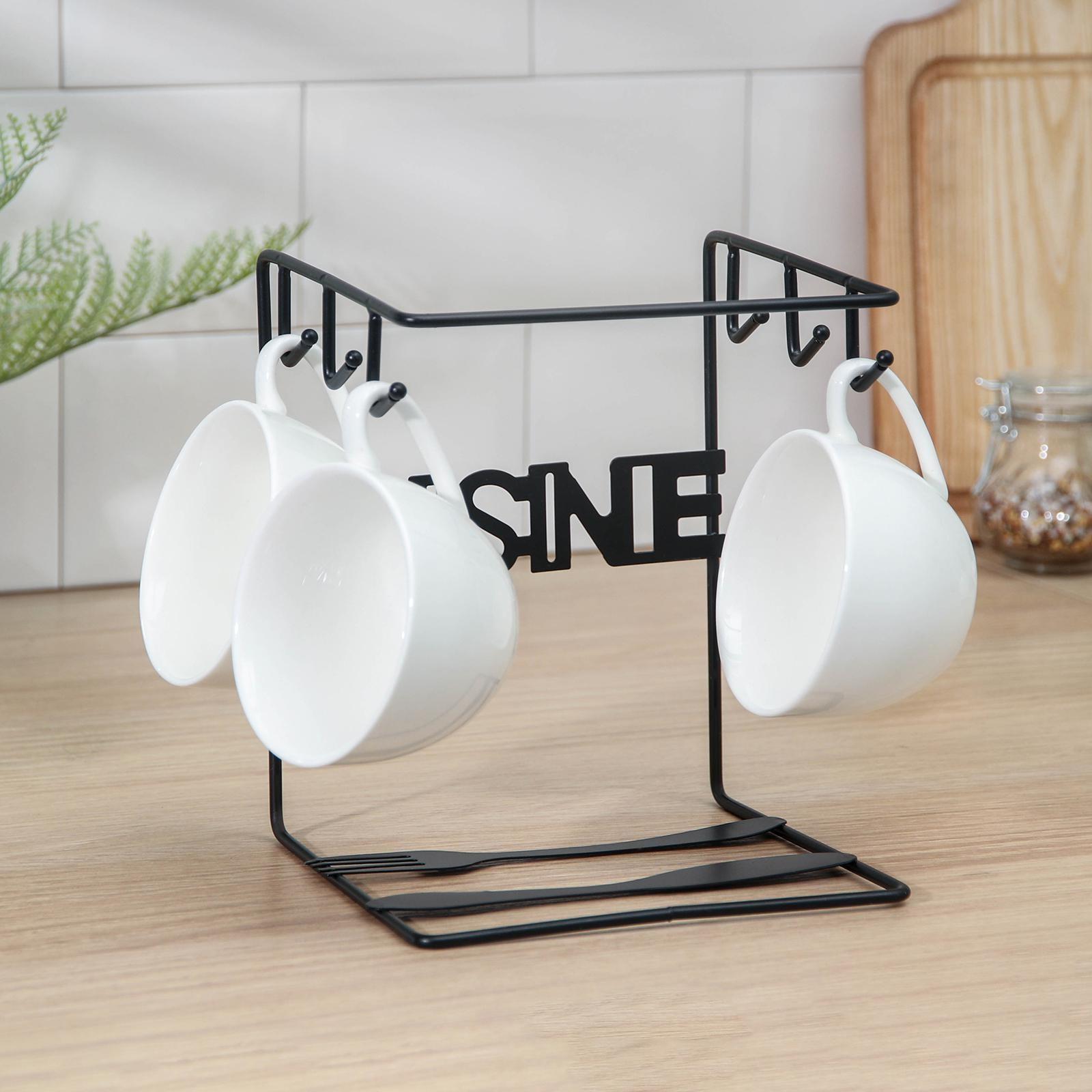 Подставка для чайного сервиза Доляна «Кухонька», 14×15×19 см, цвет чёрный