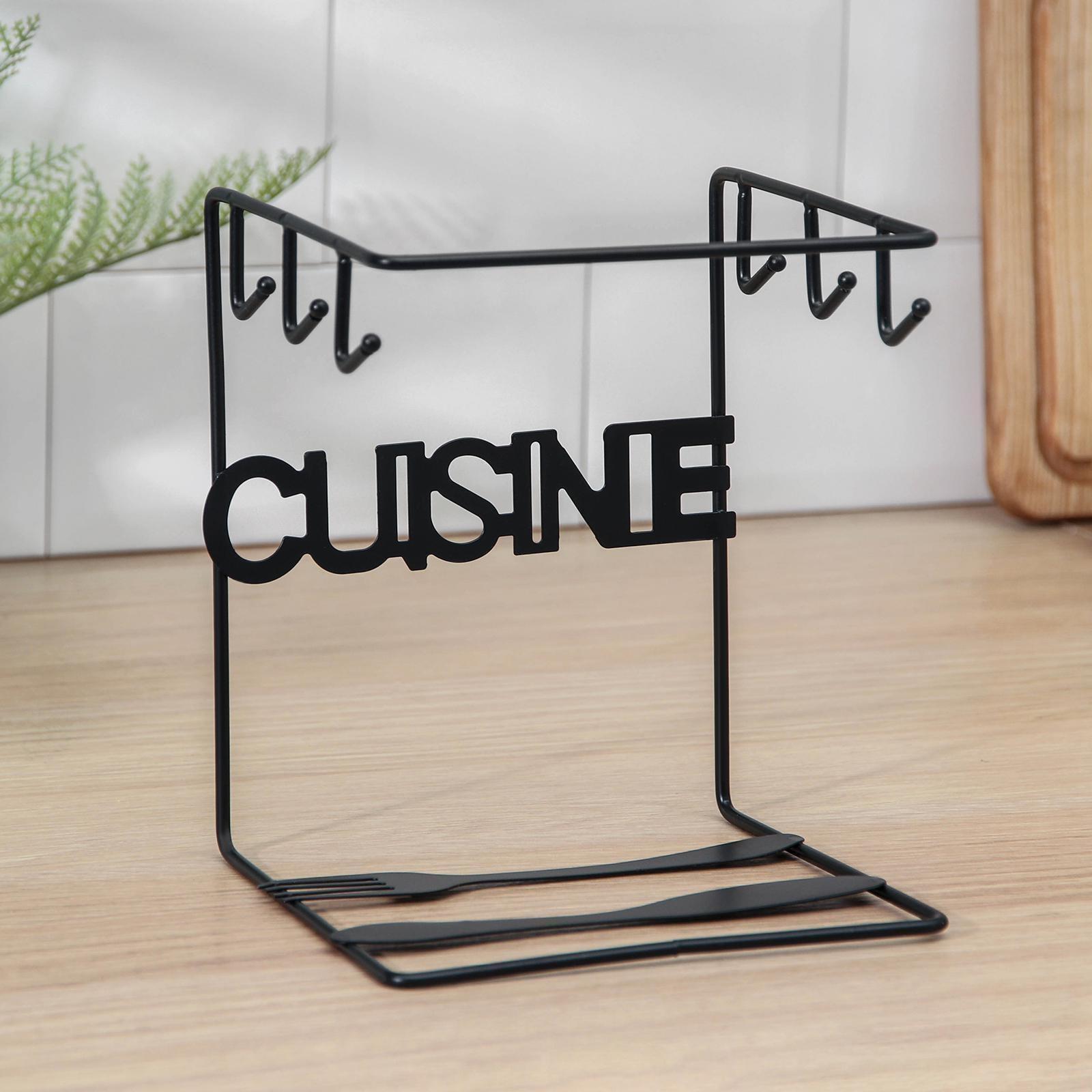 Подставка для чайного сервиза Доляна «Кухонька», 14×15×19 см, цвет чёрный