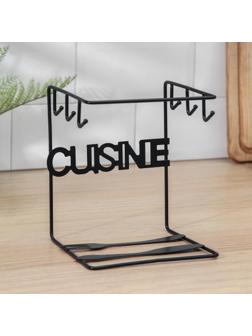 Подставка для чайного сервиза Доляна «Кухонька», 14×15×19 см, цвет чёрный