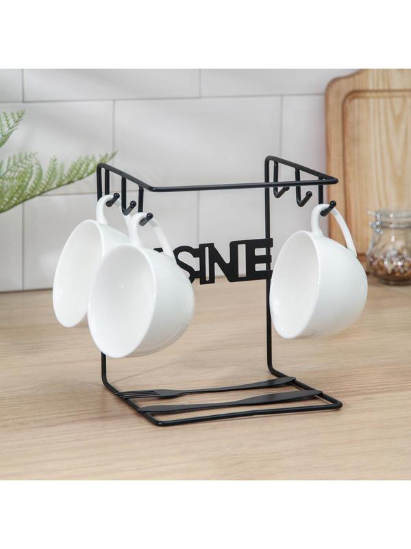 Подставка для чайного сервиза Доляна «Кухонька», 14×15×19 см, цвет чёрный