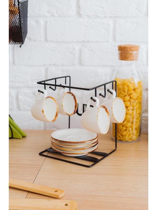 Подставка для чайного сервиза Доляна «Кухонька», 14×15×19 см, цвет чёрный