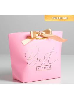 Пакет подарочный «Best wishes», 28 х 20 х 9 см