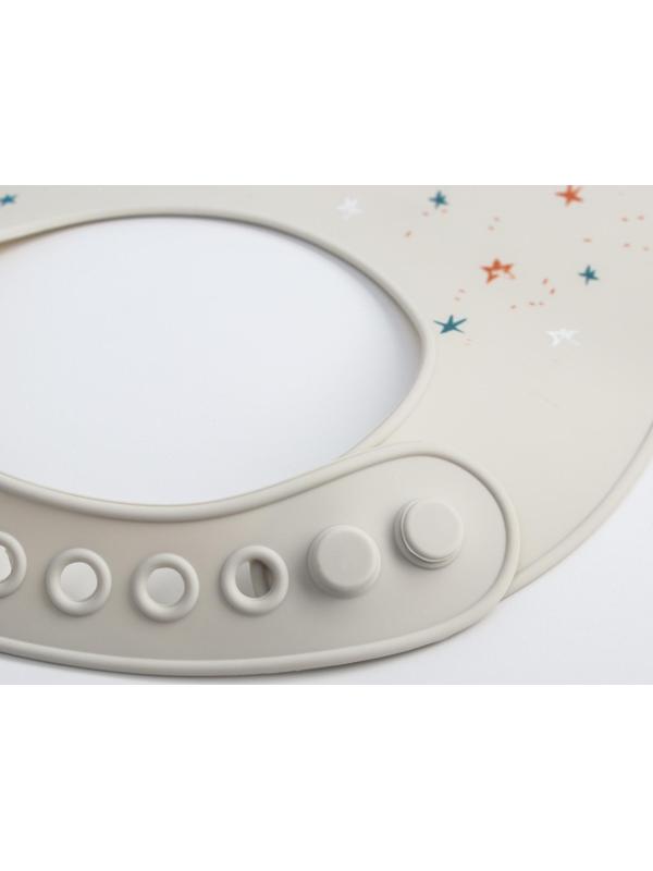 Нагрудник для кормления «Динозаврик» силиконовый с карманом, цвет серый