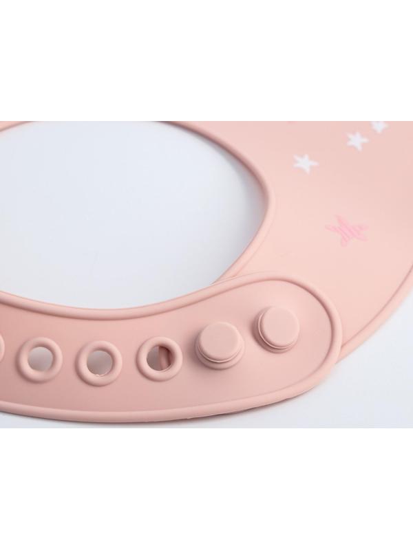 Нагрудник для кормления «Лебедь» силиконовый с карманом, цвет розовый