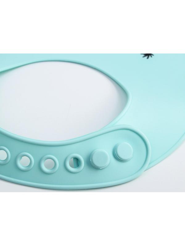 Нагрудник для кормления «Зебры» силиконовый с карманом, цвет мятный/белый