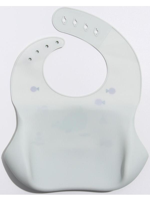 Нагрудник для кормления«Кит» силиконовый с карманом, цвет серый