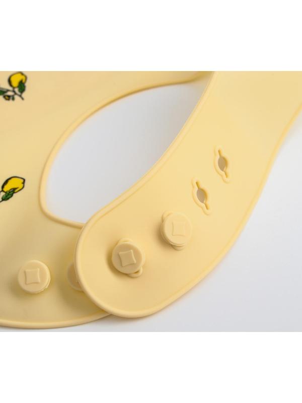 Нагрудник для кормления «Лимоны» силиконовый с карманом, цвет желтый