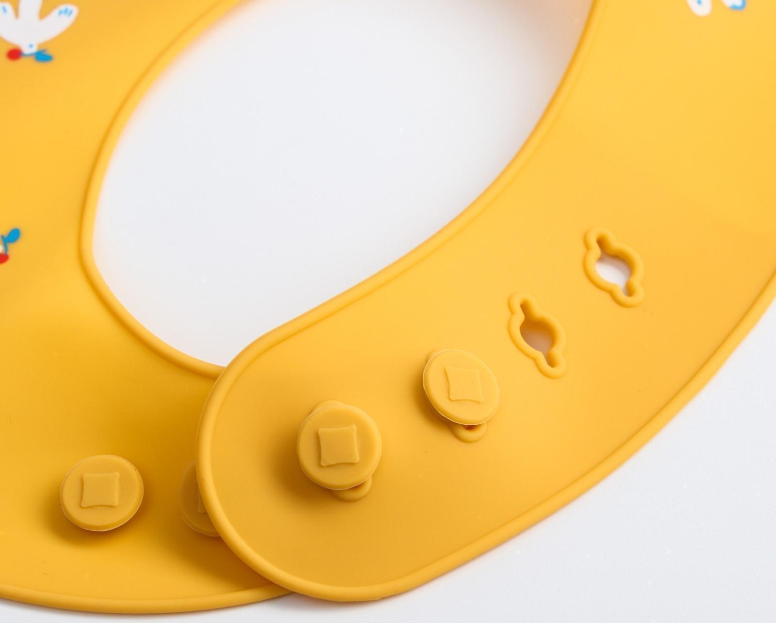 Нагрудник для кормления «Птички» силиконовый с карманом, цвет желтый