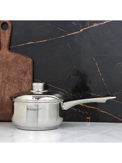 Ковш «Гретта», 1,8 л, d=16 см, металлическая крышка, с теплораспределительным слоем, металлическая ручка, индукция