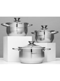 Набор кастрюль «Диана», 6 предметов: 1,8 л, 2,5 л, 3,5 л, крышки