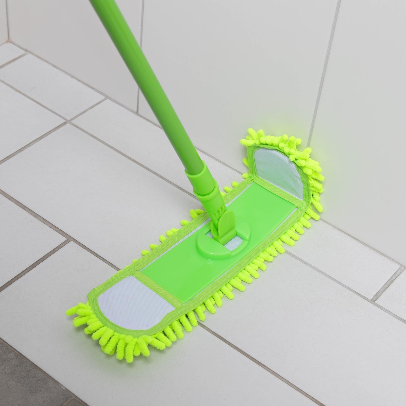 Швабра для мытья пола плоская Доляна, насадка из микрофибры 38×8 см, гибкие края, телескопическая ручка 80-120 см