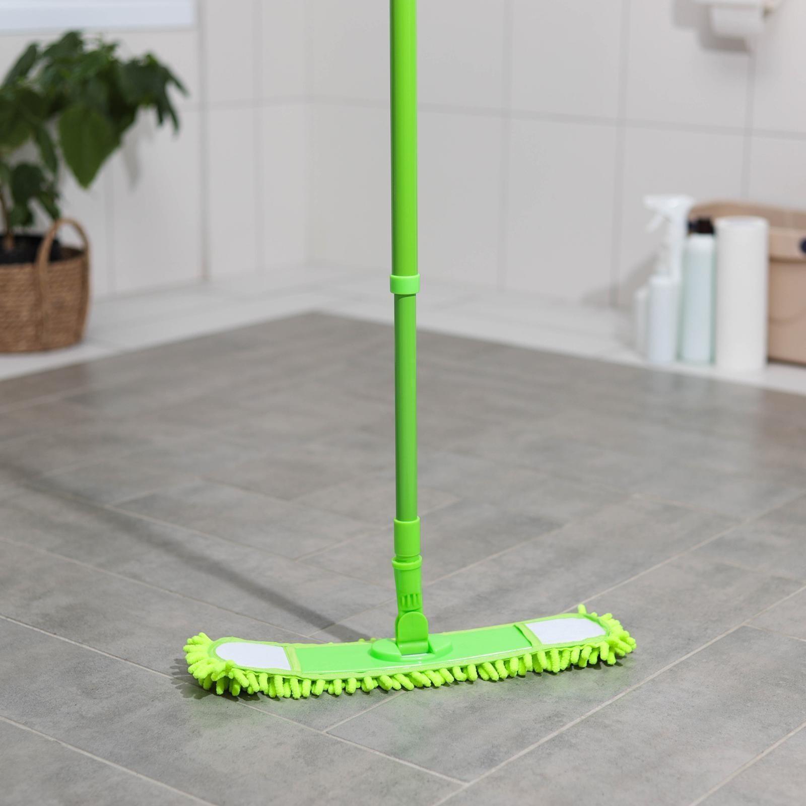 Швабра для мытья пола плоская Доляна, насадка из микрофибры 38×8 см, гибкие края, телескопическая ручка 80-120 см