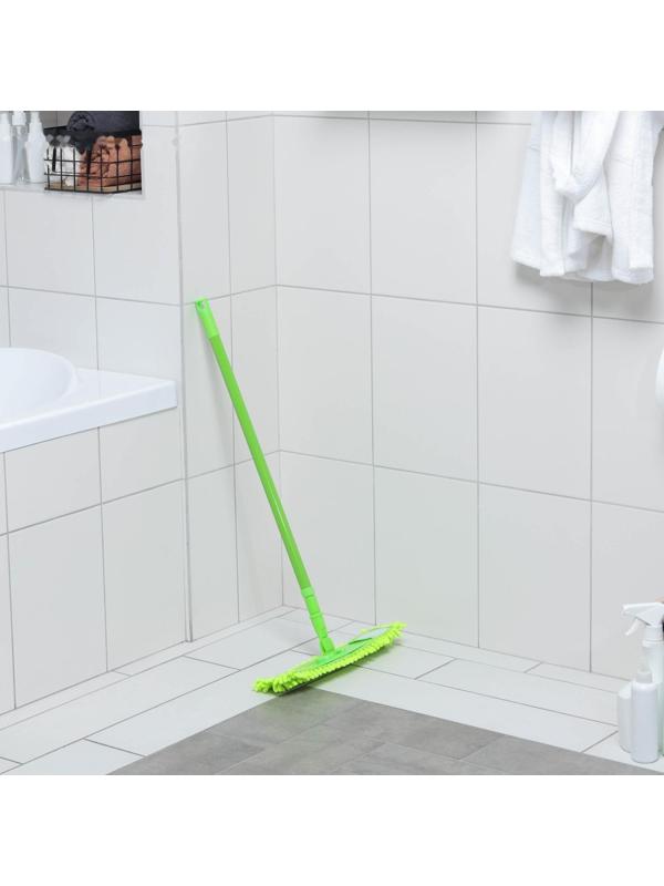 Швабра для мытья пола плоская Доляна, насадка из микрофибры 38×8 см, гибкие края, телескопическая ручка 80-120 см