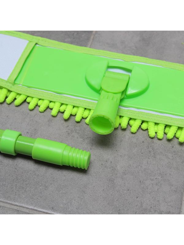 Швабра для мытья пола плоская Доляна, насадка из микрофибры 38×8 см, гибкие края, телескопическая ручка 80-120 см