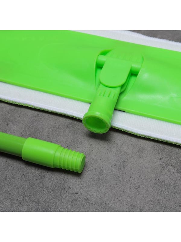 Швабра для мытья пола плоская Доляна, насадка на липучке из микрофибры 40×14 см, 40 гр, телескопическая ручка 80-120 см