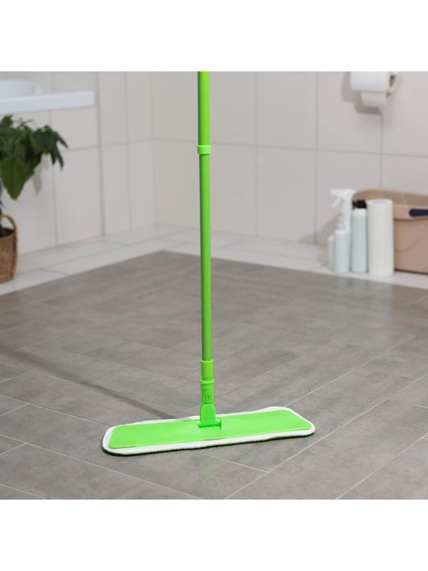 Швабра для мытья пола плоская Доляна, насадка на липучке из микрофибры 40×14 см, 40 гр, телескопическая ручка 80-120 см
