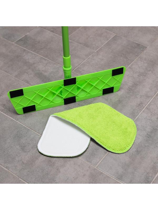 Швабра для мытья пола плоская Доляна, насадка на липучке из микрофибры 40×14 см, 40 гр, телескопическая ручка 80-120 см