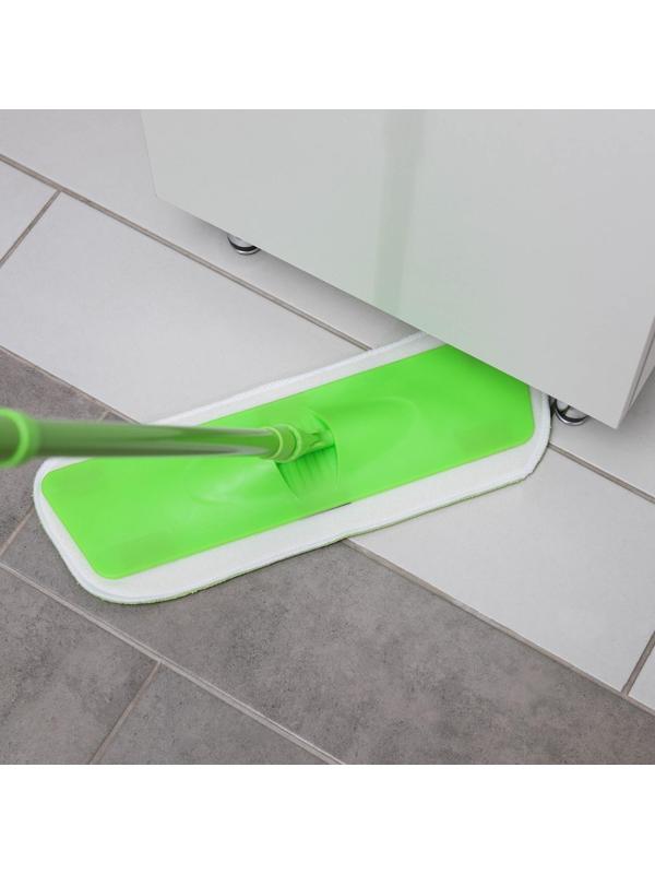 Швабра для мытья пола плоская Доляна, насадка на липучке из микрофибры 40×14 см, 40 гр, телескопическая ручка 80-120 см