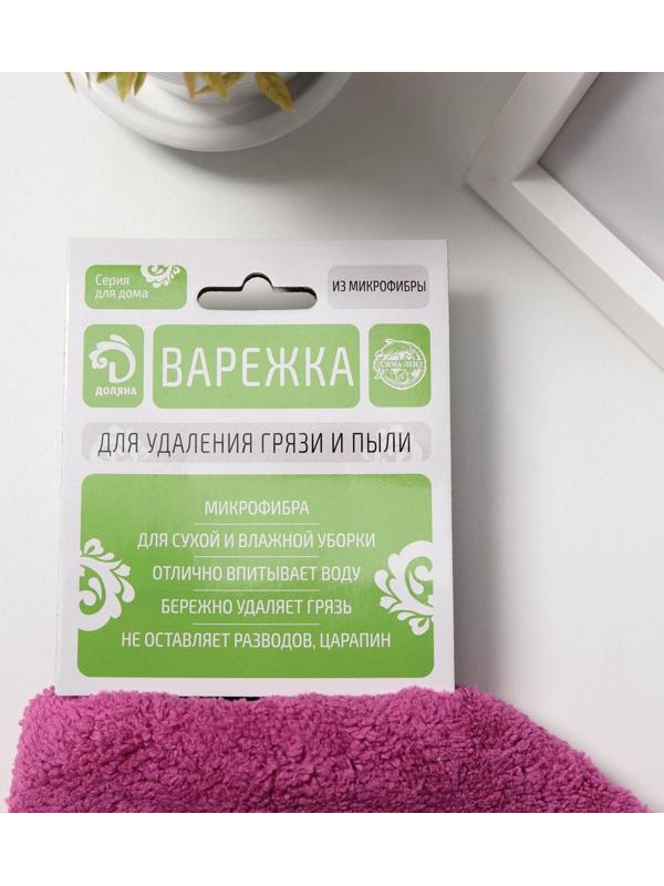 Варежка для уборки Доляна, 22×26 см, 40 гр, двухсторонняя, мягкая, микрофибра