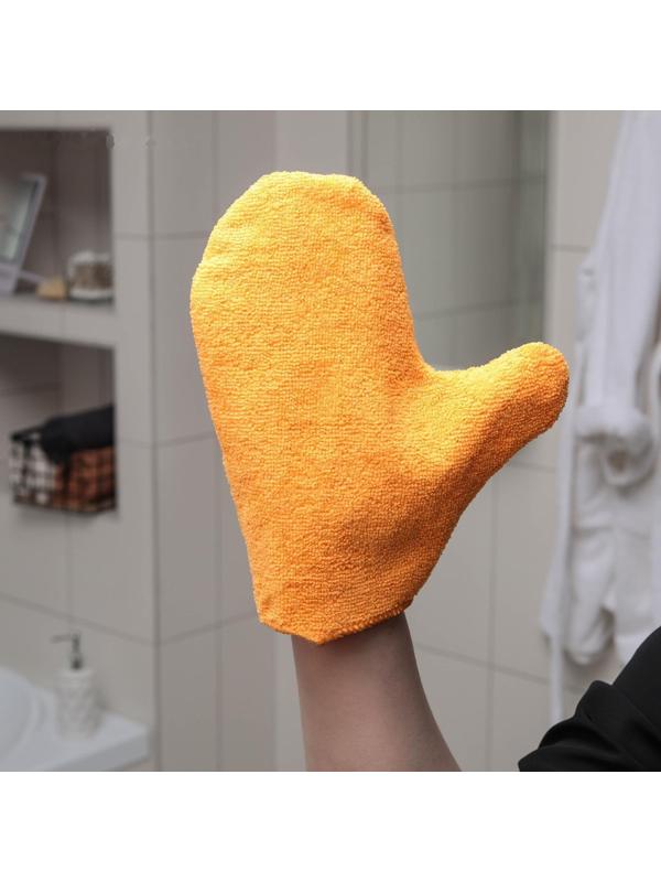 Варежка для уборки Доляна, 19×26 см, 15 гр, двухсторонняя, эконом, микрофибра