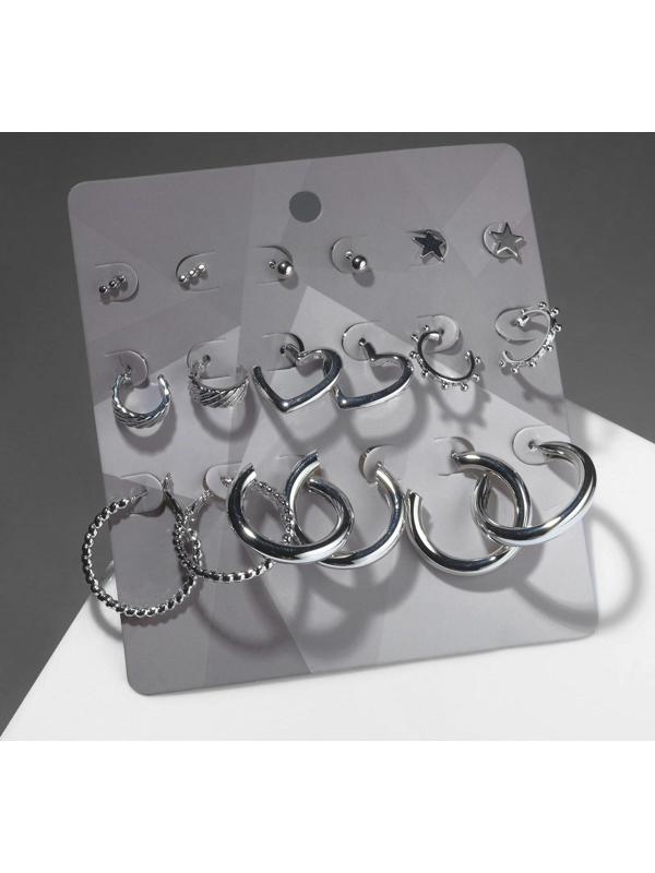 Серьги-кольца набор 9 пар 