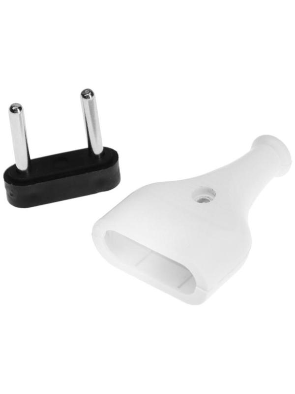 Вилка прямая, 10А, без з/к, 220 В, белая, розничная упаковка