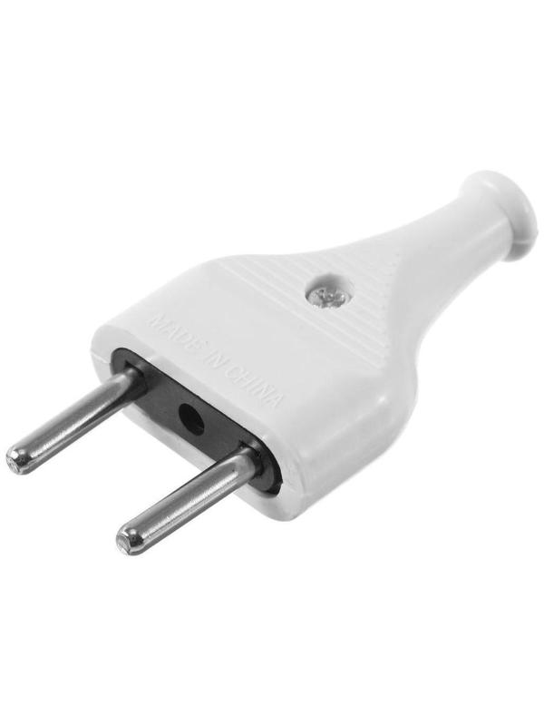 Вилка прямая, 10А, без з/к, 220 В, белая, розничная упаковка
