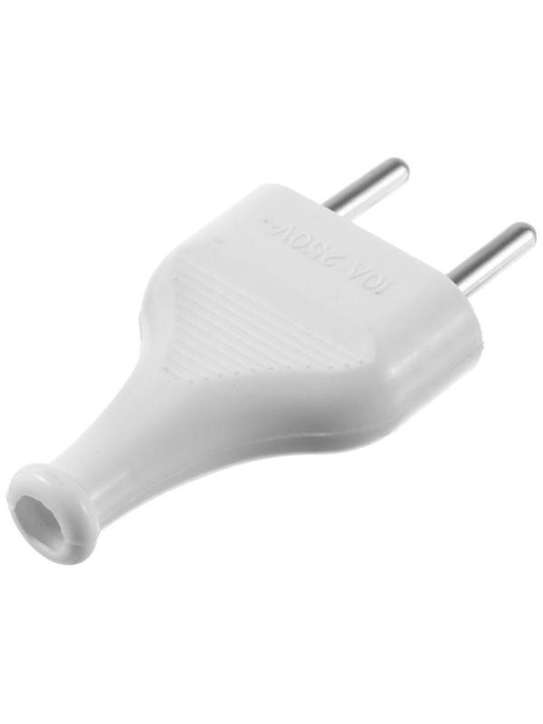 Вилка прямая, 10А, без з/к, 220 В, белая, розничная упаковка