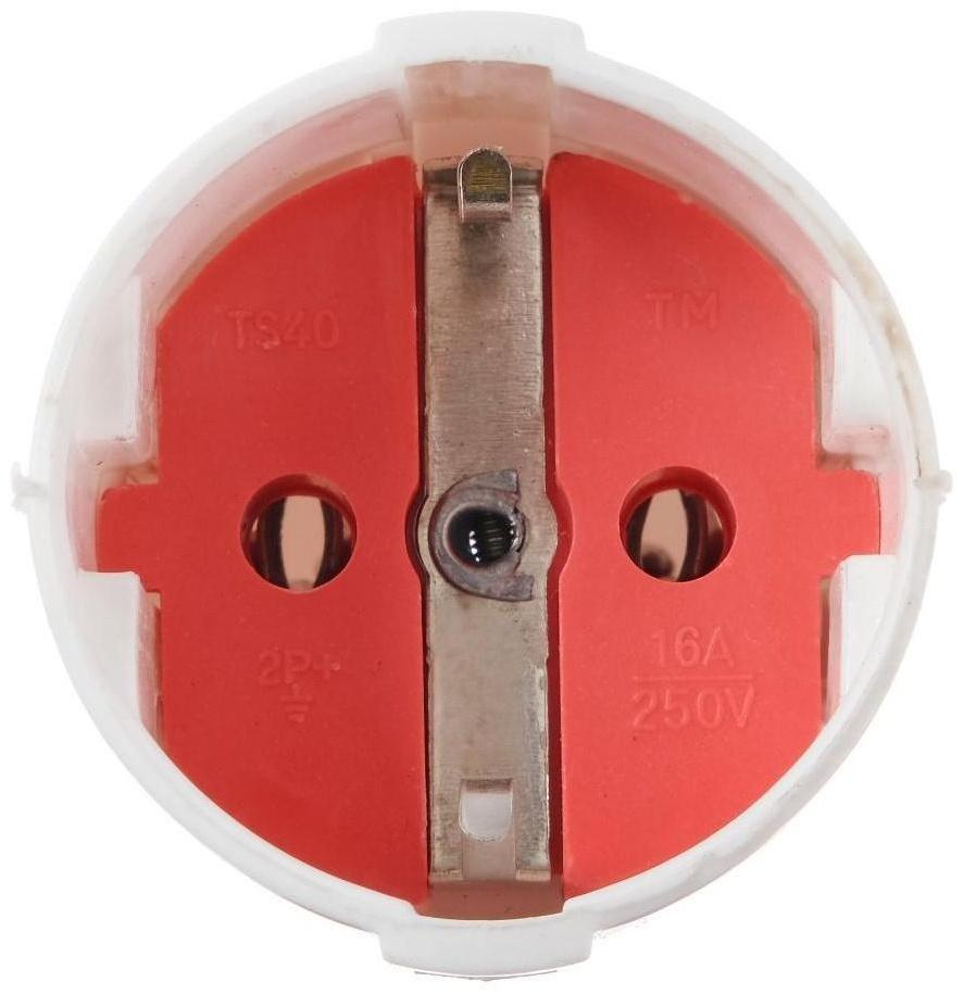 Переносная розетка, 10А, с з/к, 220 В, белая, розничная упаковка