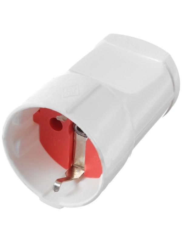 Переносная розетка, 10А, с з/к, 220 В, белая, розничная упаковка