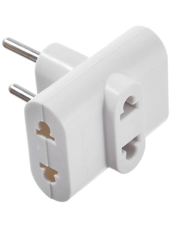 Тройник компактный с разьемами под плоскую вилку, 10А, без з/к, 220 В, белый, розн. упак.