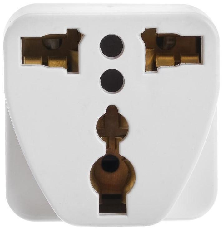 Переходник универсальный 16А, с з/к, 220 В, белый, розничная упаковка