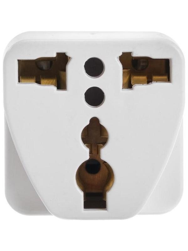 Переходник универсальный 16А, с з/к, 220 В, белый, розничная упаковка