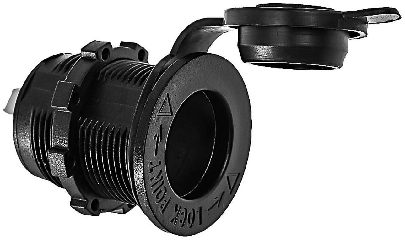 Переходник прикуривателя с влагозащитой, 12-24В, черный