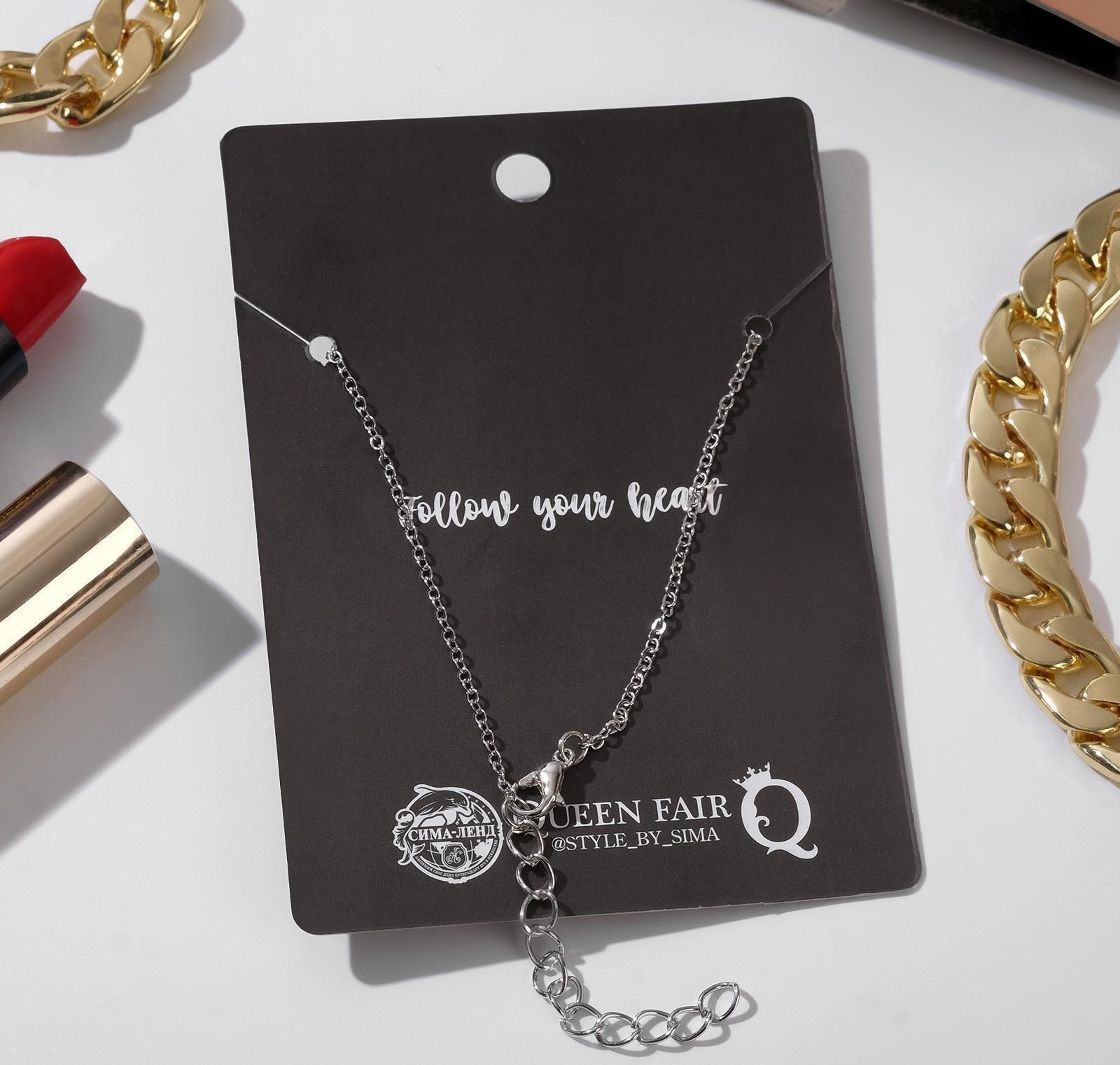 Кулон Love, кристаллик, цвет белый в серебре, 35 см