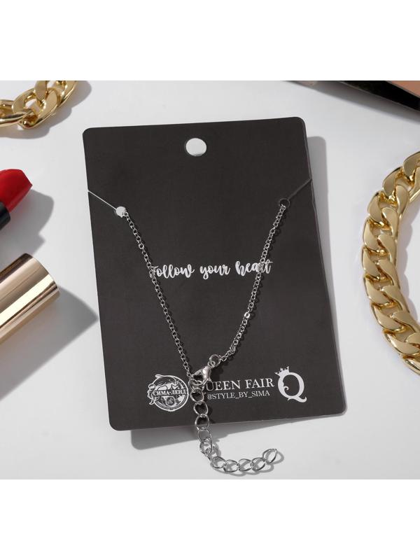 Кулон Love, кристаллик, цвет белый в серебре, 35 см