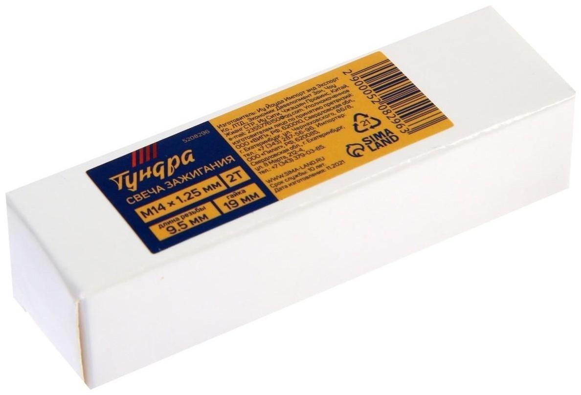 Свеча зажигания ТУНДРА, 2Т, M14 х 1.25 мм, длина резьбы 9.5 мм, 19 мм