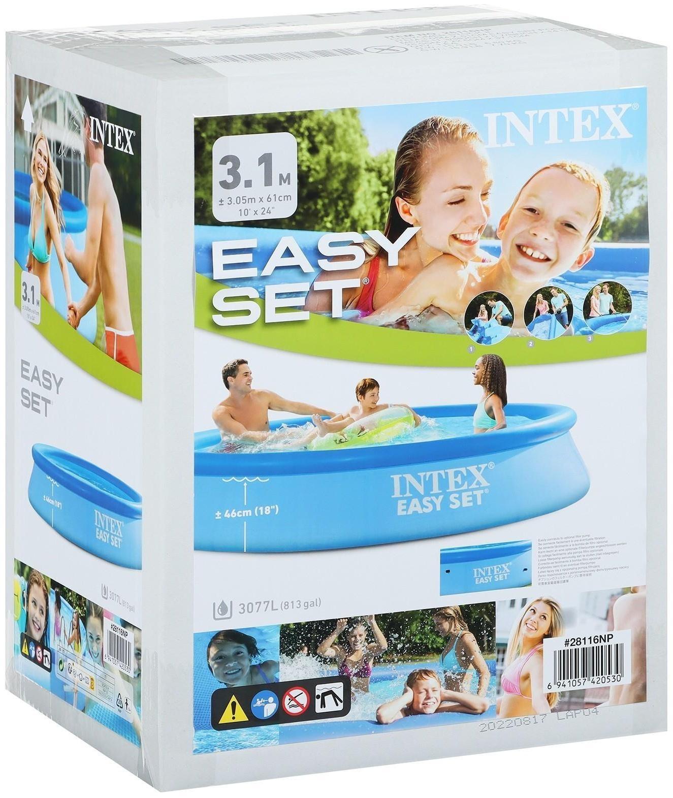 Бассейн надувной Intex Easy Set 28116, 3077 л, от 6 лет / 305 х 61 см.