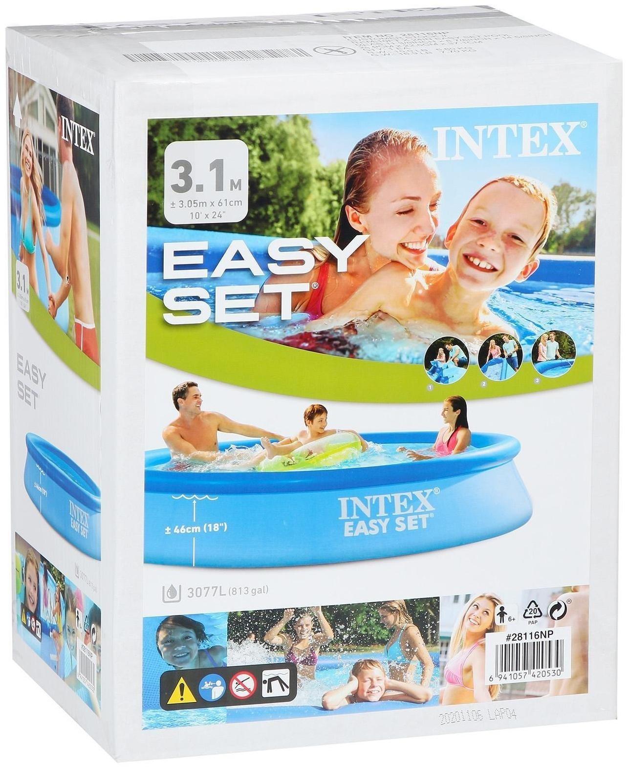 Бассейн надувной Intex Easy Set 28116, 3077 л, от 6 лет / 305 х 61 см.