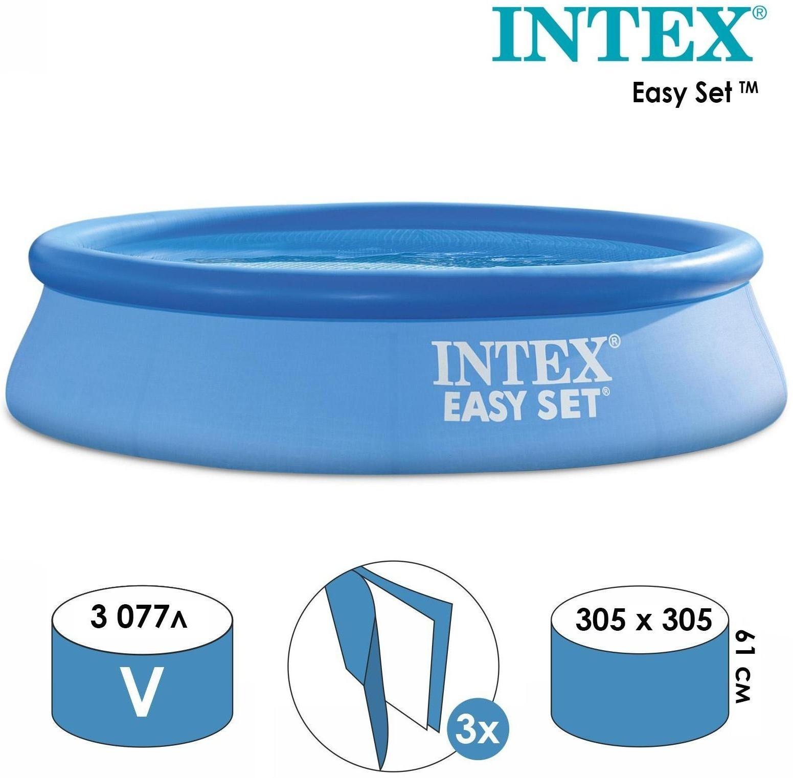 Бассейн надувной Intex Easy Set 28116, 3077 л, от 6 лет / 305 х 61 см.