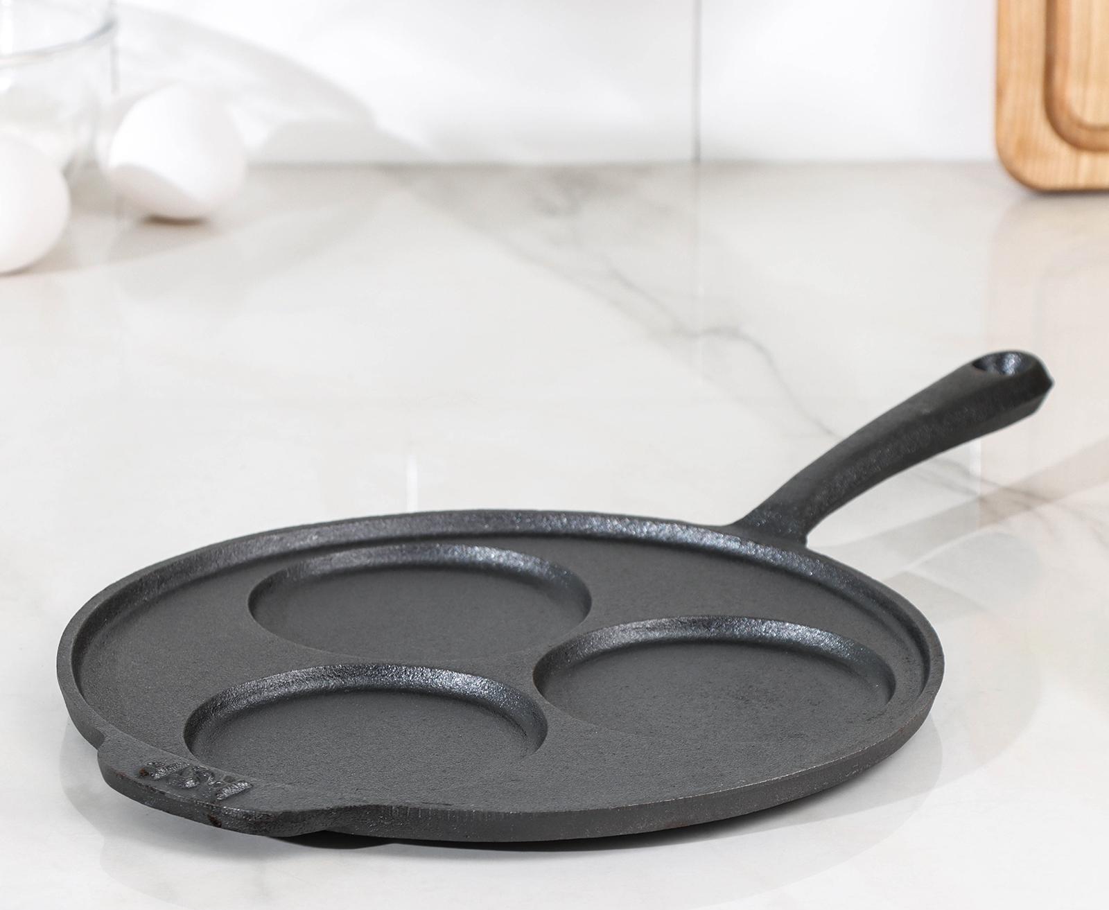 Сковорода-оладница чугунная, d=19,5 см, чугунная ручка, цвет чёрный