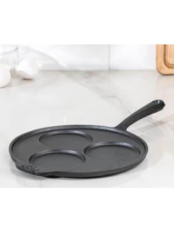 Сковорода-оладница чугунная, d=19,5 см, чугунная ручка, цвет чёрный