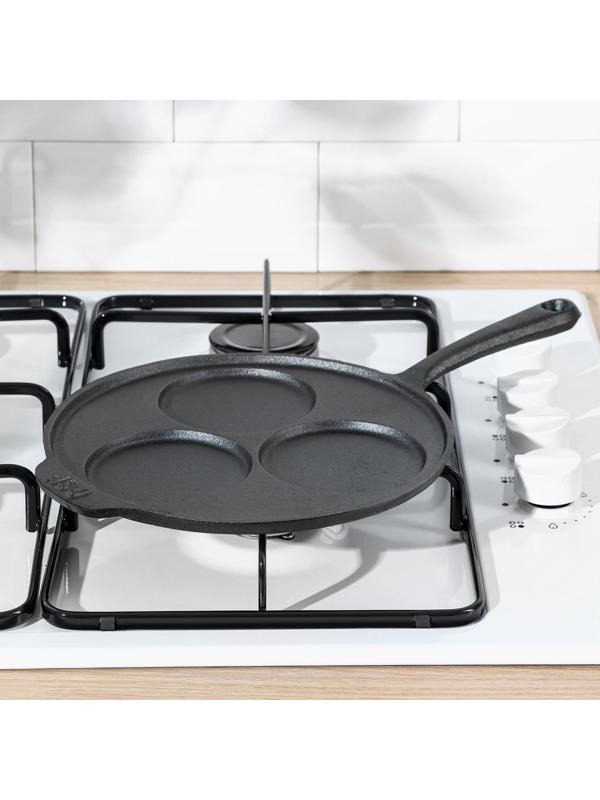 Сковорода-оладница чугунная, d=19,5 см, чугунная ручка, цвет чёрный