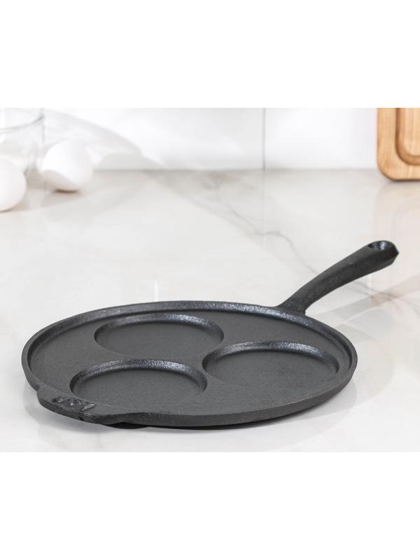 Сковорода-оладница чугунная, d=19,5 см, чугунная ручка, цвет чёрный