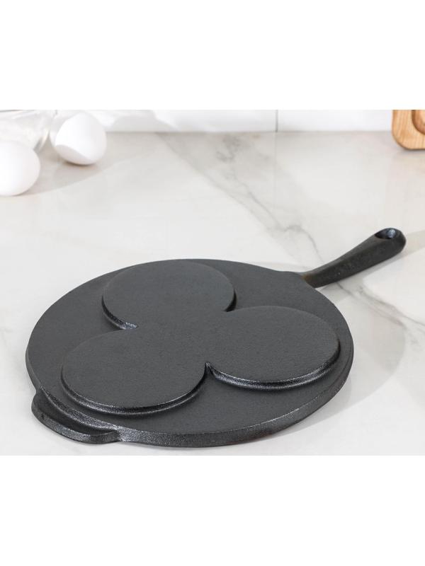 Сковорода-оладница чугунная, d=19,5 см, чугунная ручка, цвет чёрный