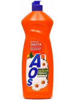 Средство для мытья посуды, AOS Бальзам ромашка и витамин Е 900 гр.